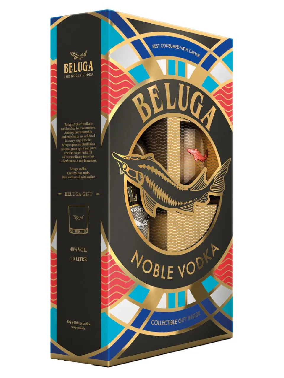 Discount beluga-vodka Beluga Noble Vodka 40% 1L gift pack with glass