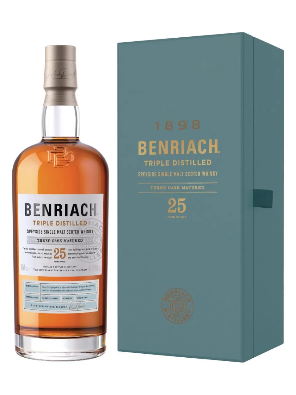 Hot benriach 25y Triple Distilled Speyside Single Malt Scotch Whisky 47% 0.7L gift pack