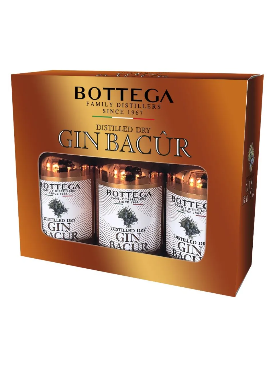 Clearance bottega Bacûr Gin Miniature Set 40% 3x0.05L