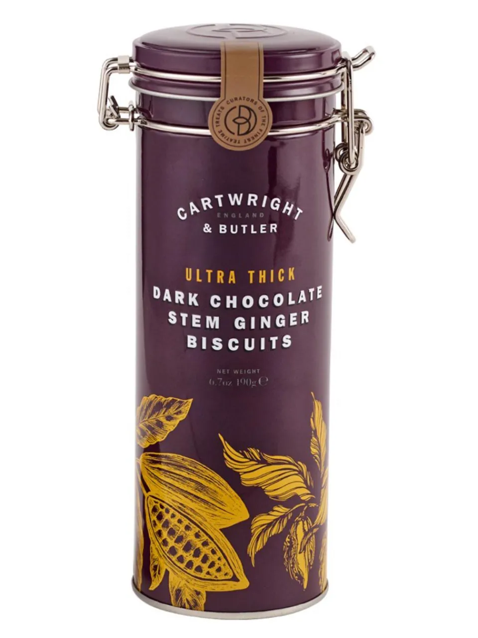 New cartwright-and-butler Cartwright & Butler thick coated dark chocolate ginger biscuits in narrow tin 190g