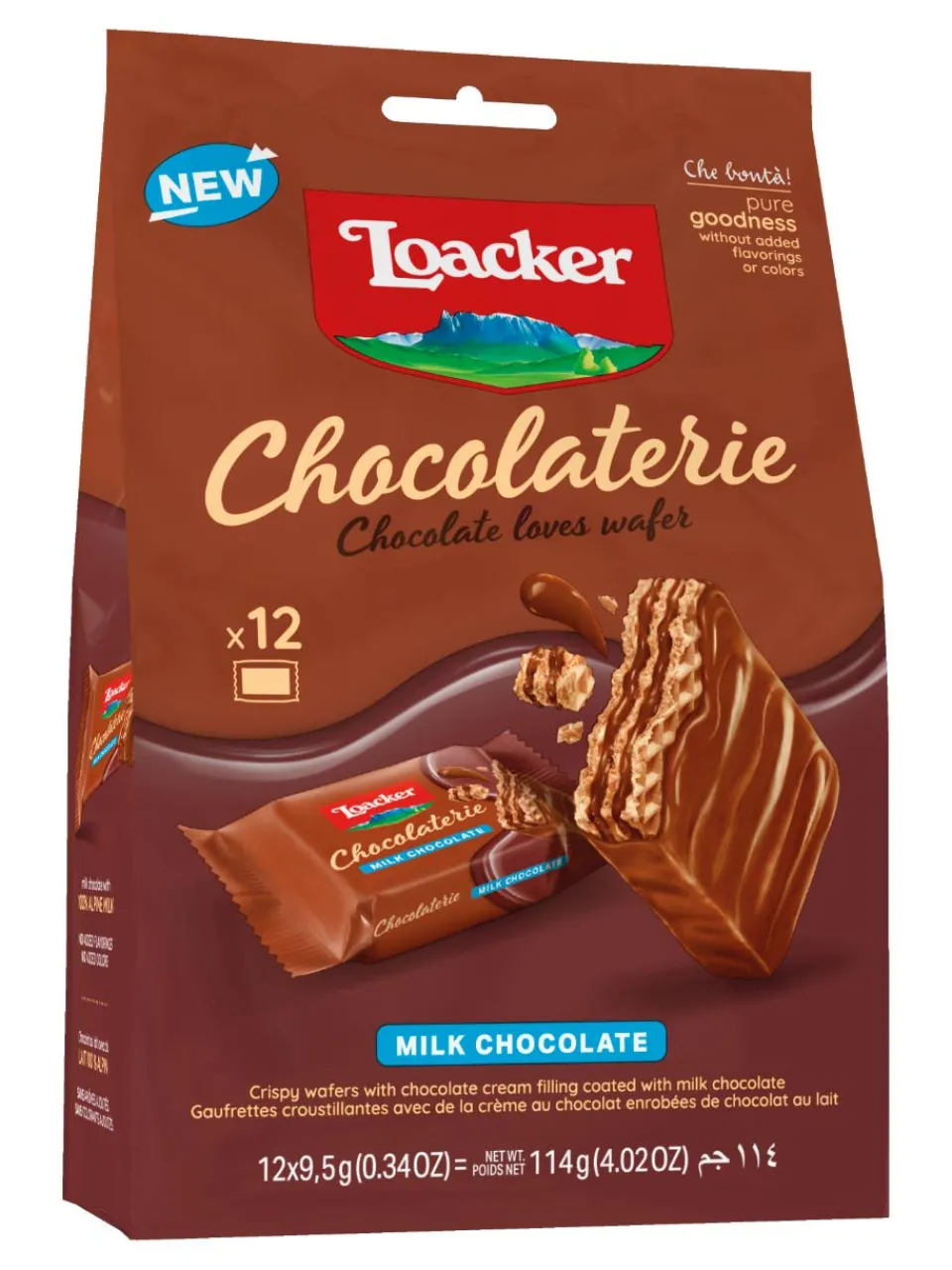 Clearance loacker-it Chocolaterie + Crispy wafers with chocolate cream filling, coated with milk chocolate + crispy