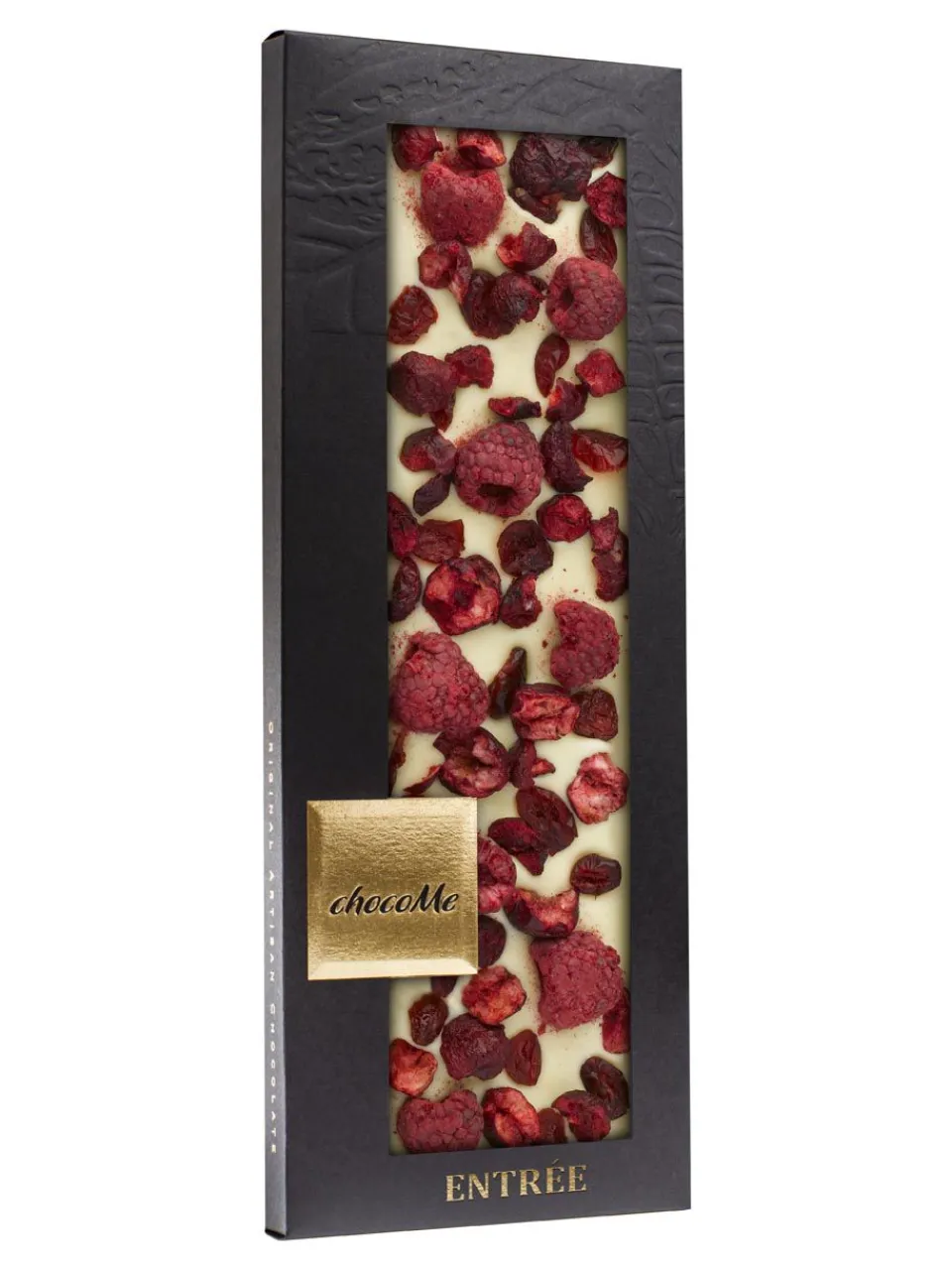 Online chocome Entrée - white chocolate, Cranberry, Freeze-dried sour cherry pieces, Freeze-dried raspberry whole