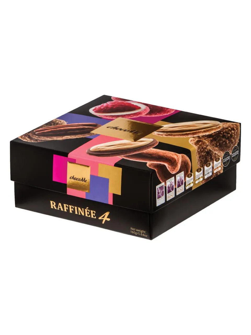Outlet chocome Raffinée 4 - Selection of milk, white and blond chocolate dragée products with fruit and nuts (4x40g)