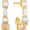 Fashion sif-jakobs-1 Earrings Adria Creolo Piccolo - 18k gold plated with freshwater pearls and white zirkonia.