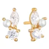 New sif-jakobs-1 Earrings Adria Tre Piccolo - 18k gold plated with freshwater pearl and white zirkonia.