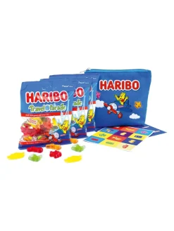 Clearance haribo Travel Parade cotton bag with three bags of Travel Parade fruit gums and a memory game 300g