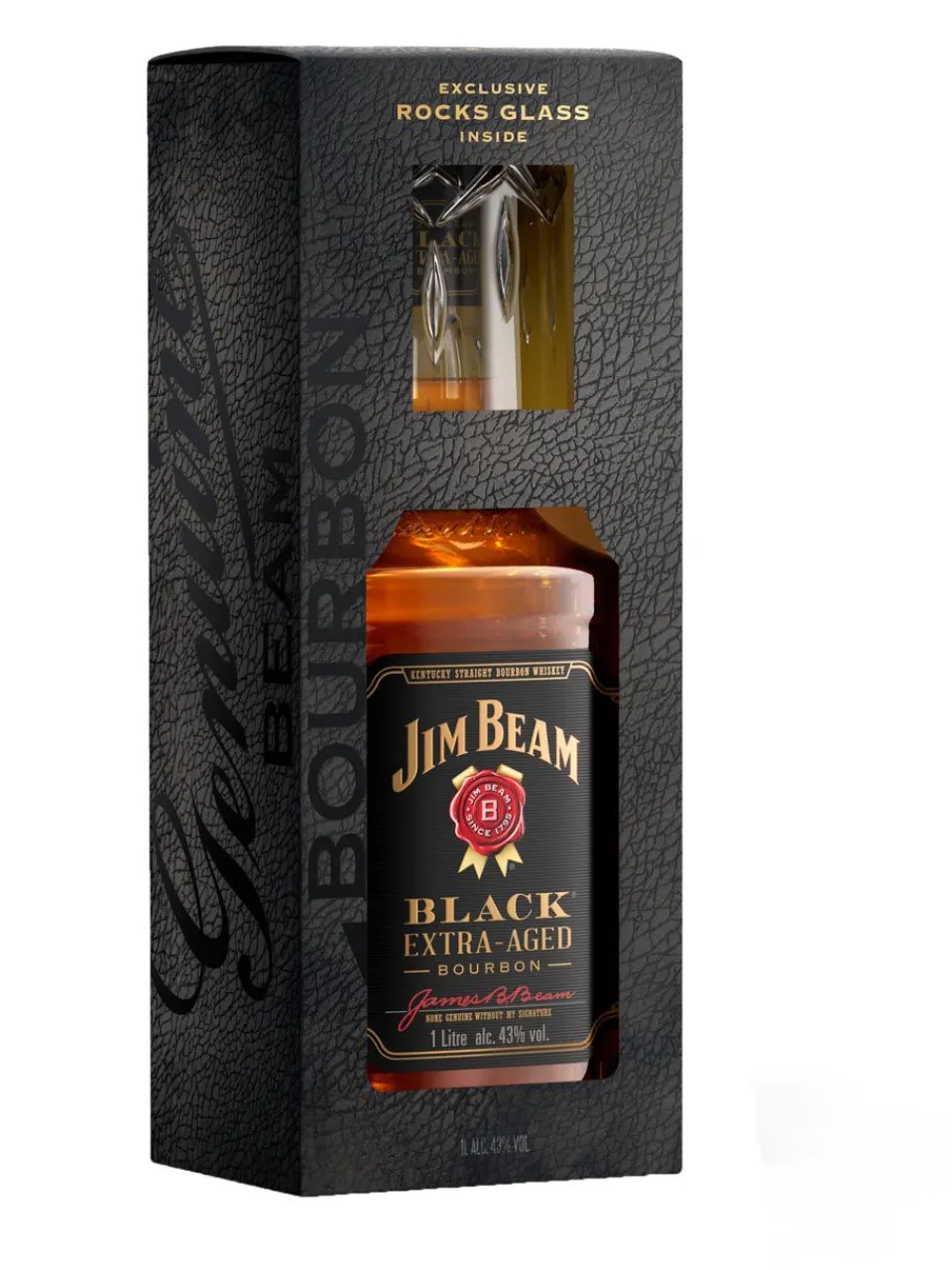 Clearance jim-beam Jim Beam Black 43% 1L Value Added Pack +1 Glas