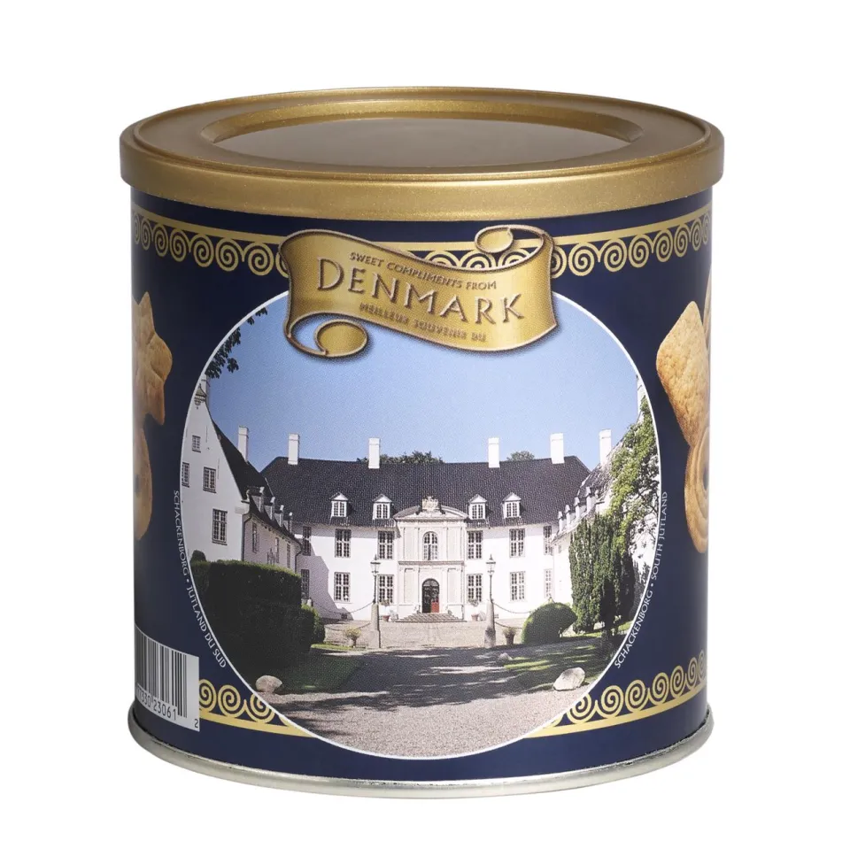Discount kelsen Danish Butter Cookies in can with different designs 200g