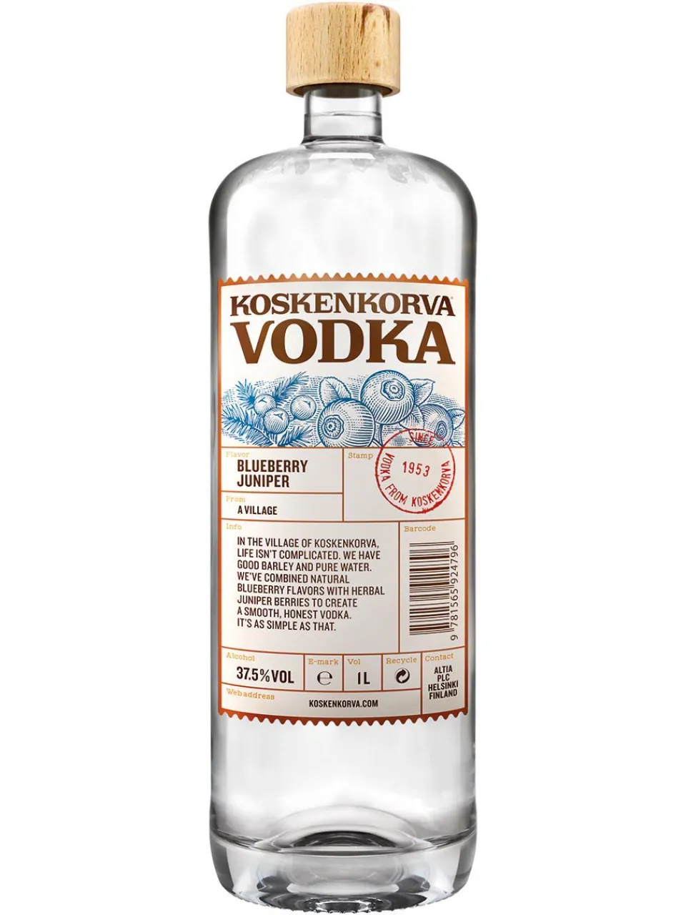 Outlet koskenkorva Blueberry Juniper Vodka 37.5% 1L