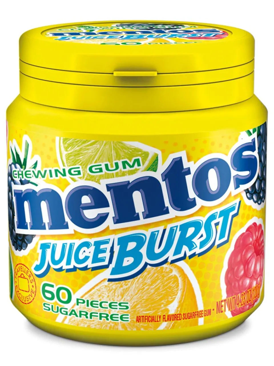 New mentos Gum Juice Burst Yellow sugarfree, 120g