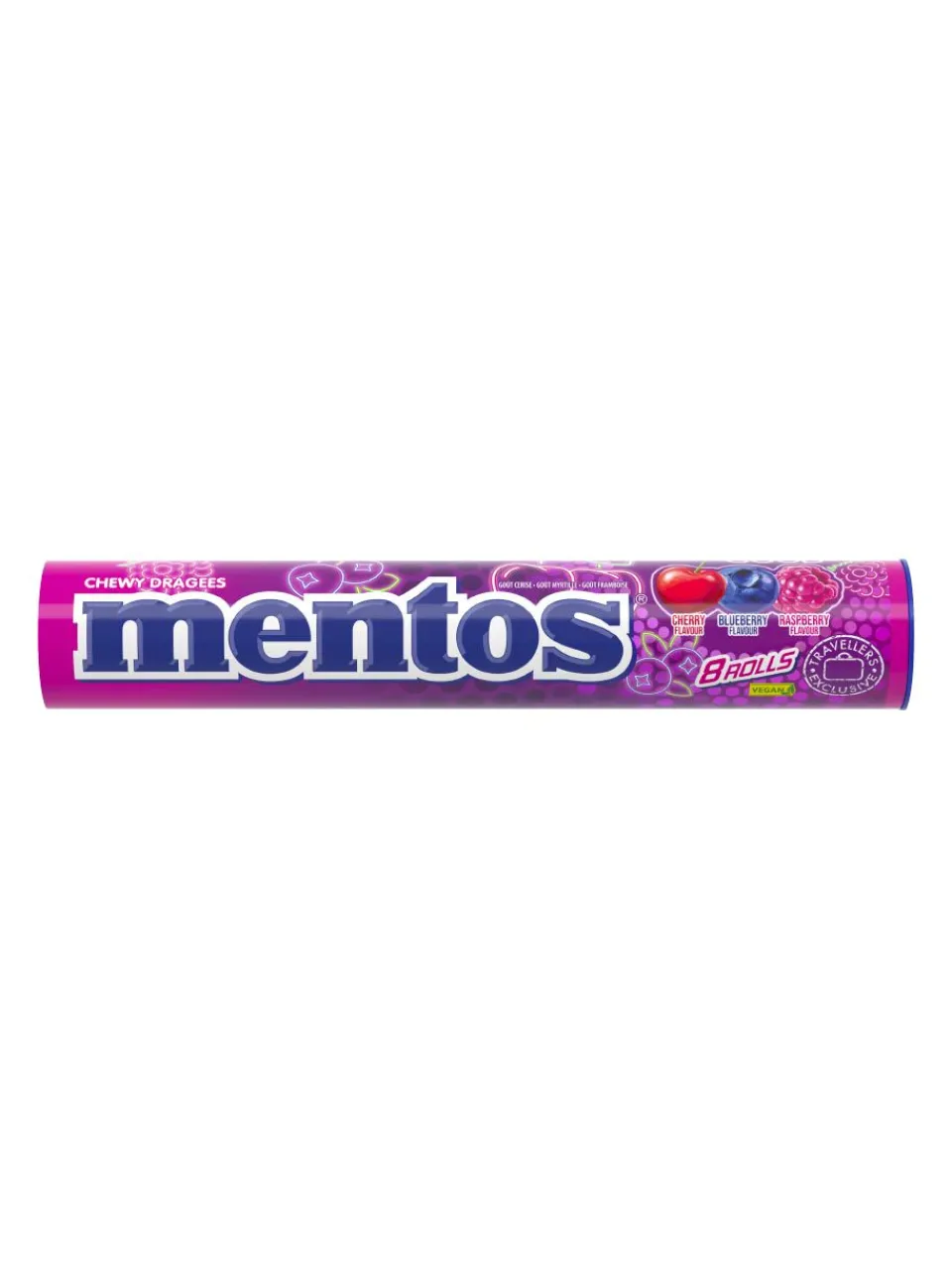 Best mentos Jumboroll chewy candies with berry flavor: cherry, blueberry and raspberry