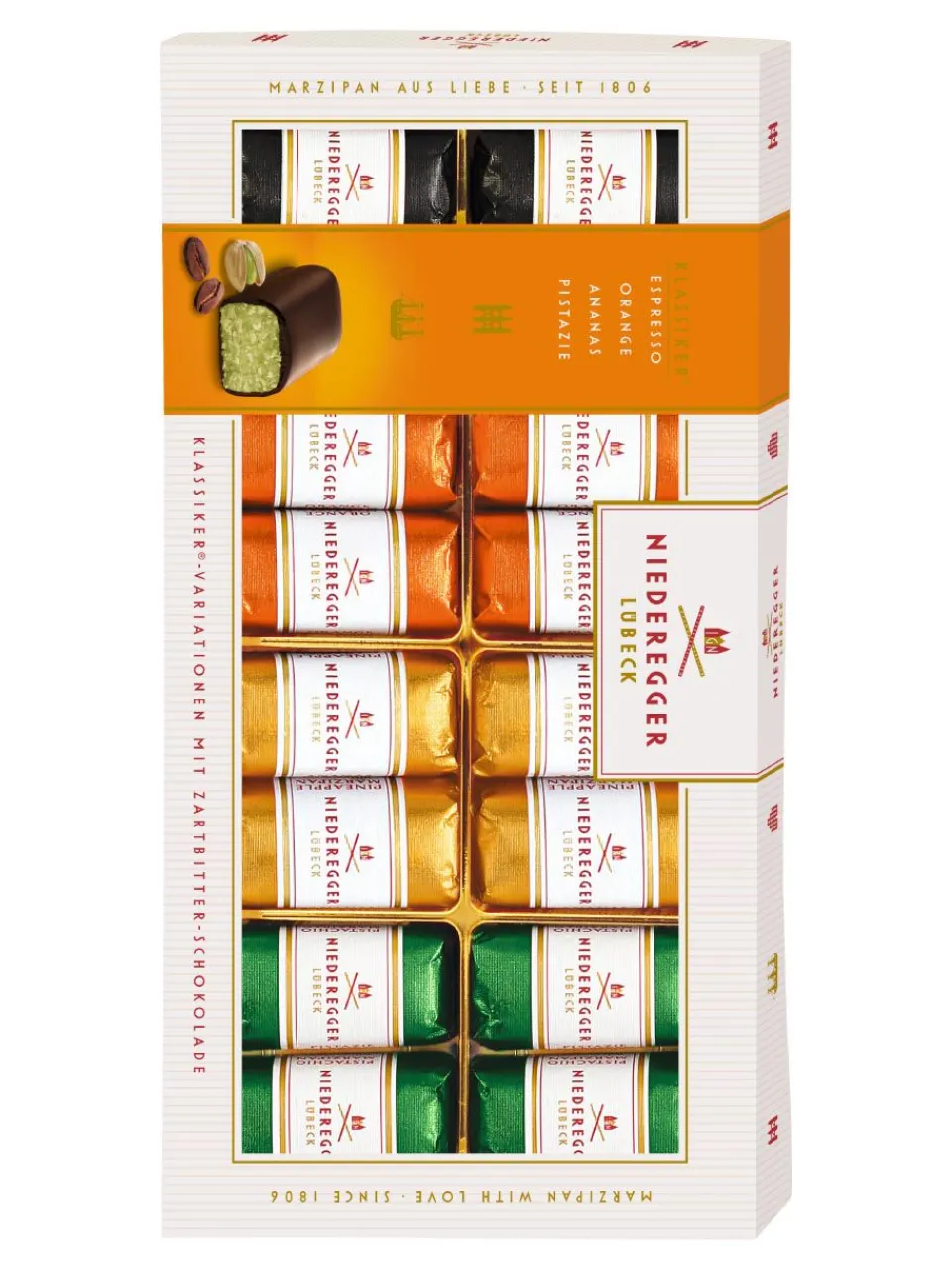 Hot niederegger Marzipan classic variations in dark chocolate 200g