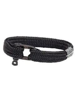 Sale pig-and-hen Pig &Hen, Sharp Simon, men's bracelet, black rope, black shackle, black/whte stitching, size Medium (wrist size: 18 cm)