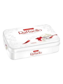 Hot raffaello tin box containing 30 pralines