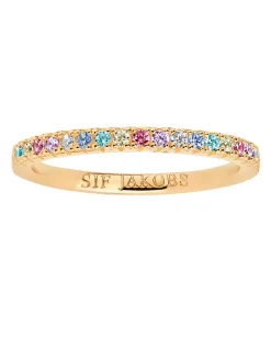 Outlet sif-jakobs-1 Ring Ellera - 18k gold plated with multicoloured zirconia