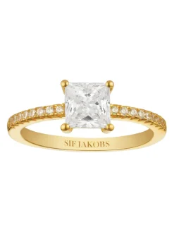 Hot sif-jakobs-1 Ring Ellera Quadrato - 18k gold plated, with white zirconia