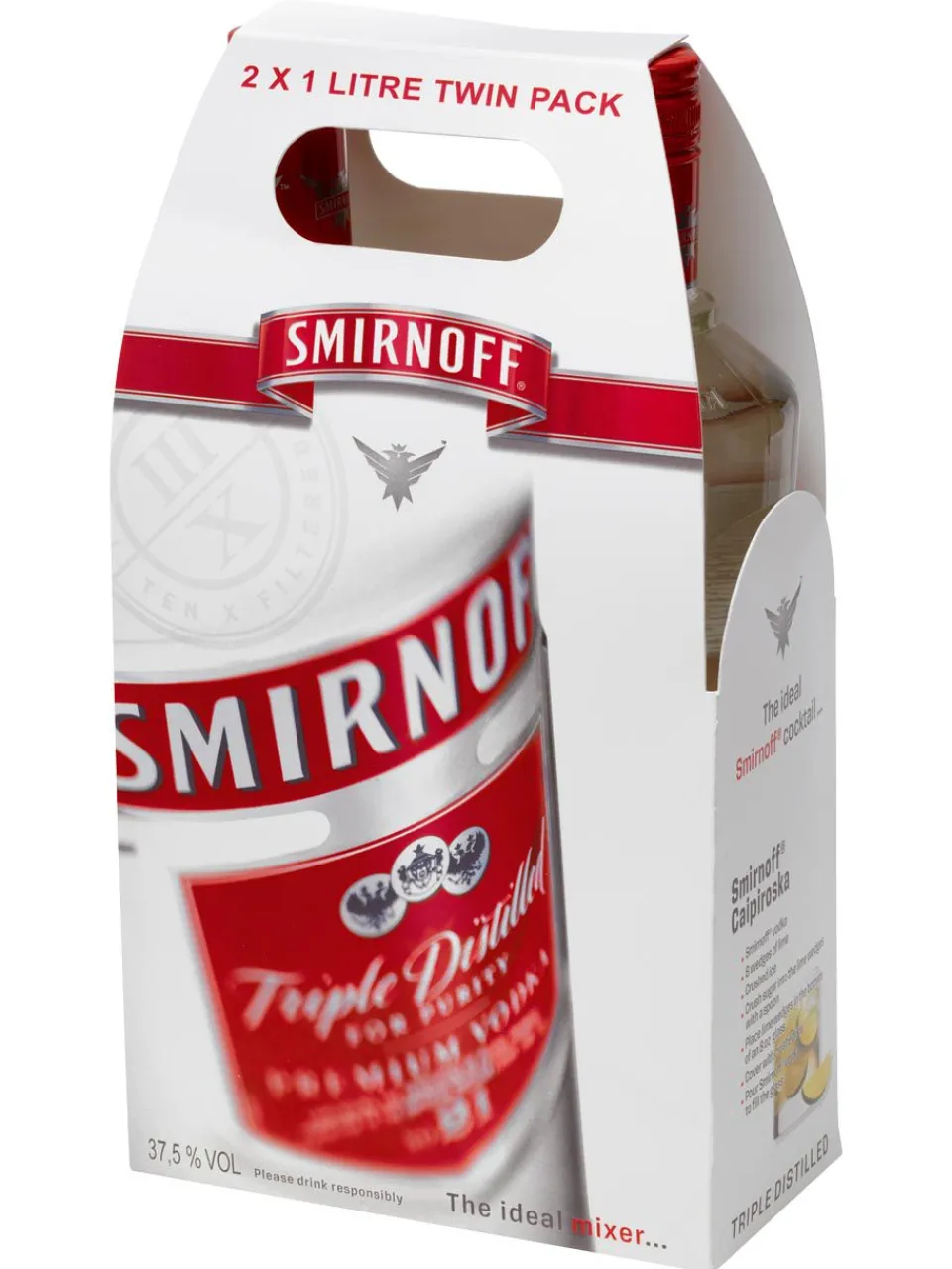 New smirnoff Red Label Vodka 37.5% 2x1L Twinpack