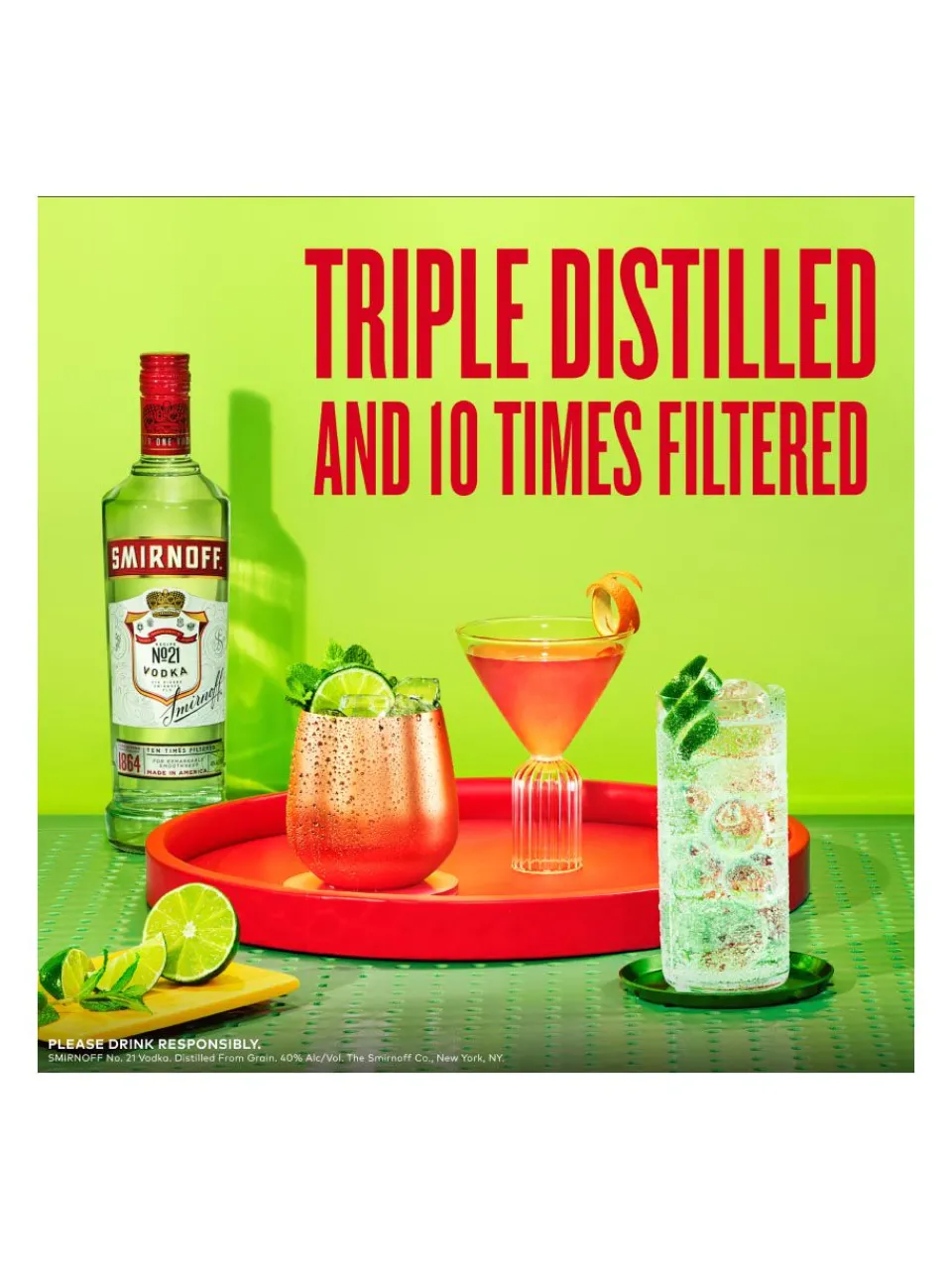 New smirnoff Red Label Vodka 37.5% 1L