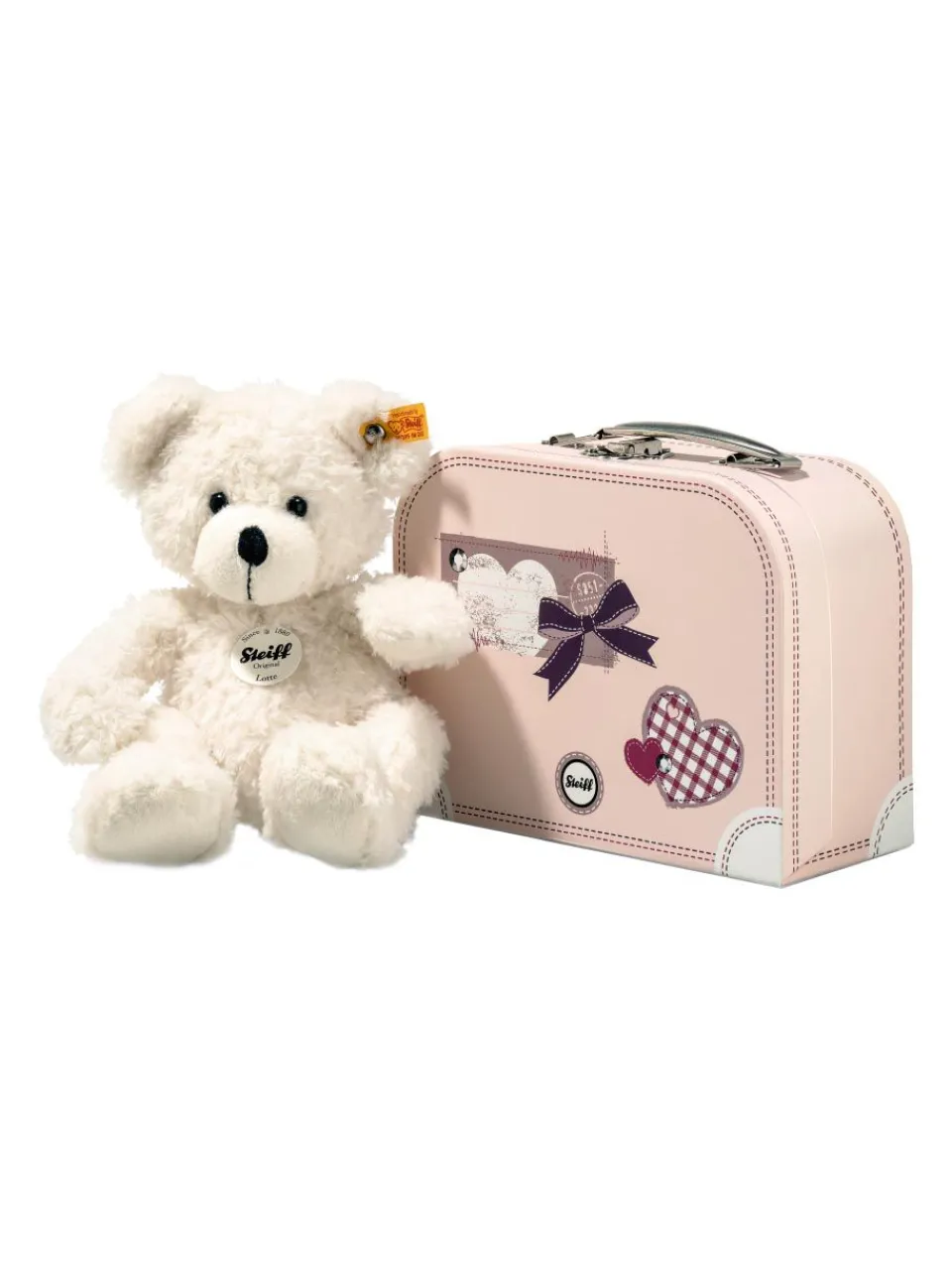 Clearance steiff , Lotte Teddy Bear in suitcase, white, 28 cm