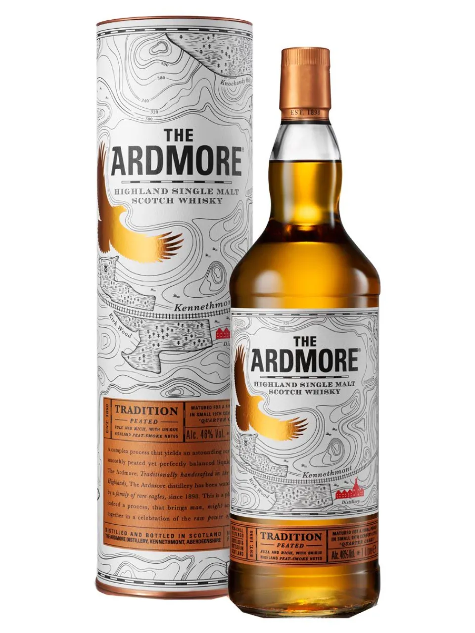 Best ardmore The Traditional Peated Highland Single Malt Scotch Whisky 40% 1L gift pack