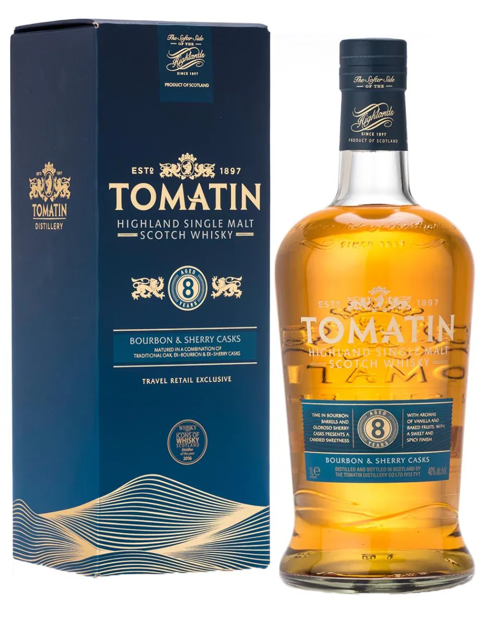 Clearance tomatin 8y Highland Single Malt Scotch Whisky 40% 1L gift pack