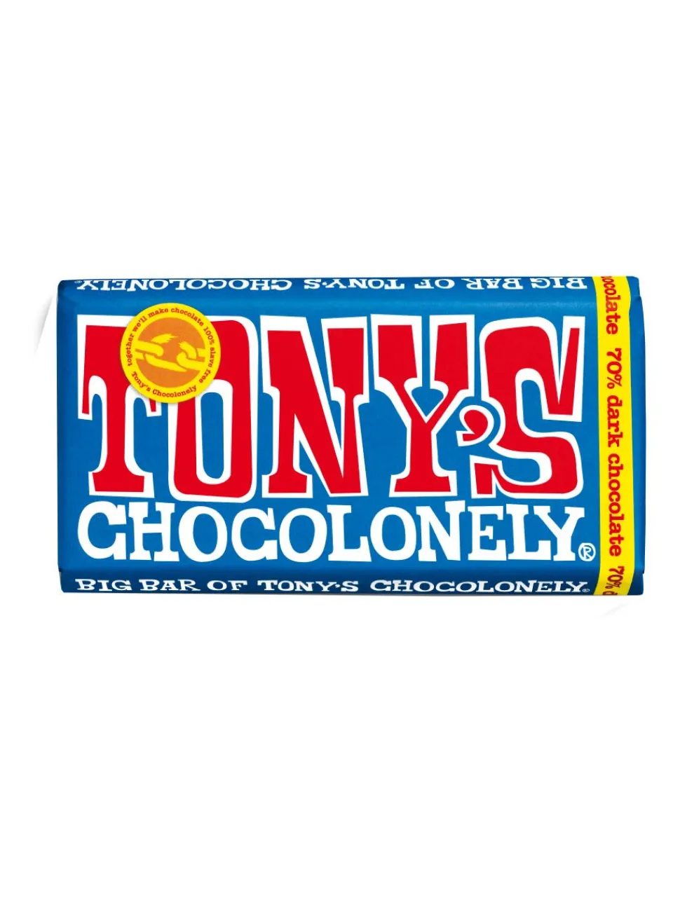 Clearance tonys Tony's Chocolonely Fairtrade dark chocolate with at least 70% cacao solids. Made in Belgium. 240g