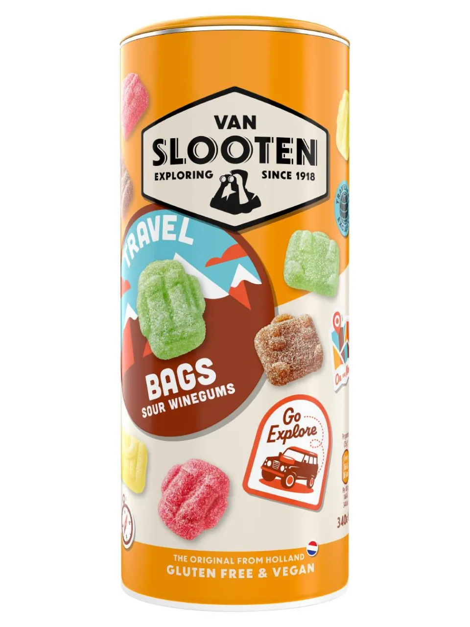 Discount van-slooten Van Slooten Travel Bags 340g Vegan and Gluten Free - Fizzy Winegums with Lemonade flavours